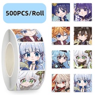 500PCS/Roll Cute Cartoon Genshin Impact Sealing Stickers Graffiti Stickers for Bicycle Hand Account 