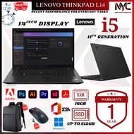 Laptop Murah Lenovo ThinkPad L14 i5 11th Gen / E14 Gen 1 i5 10th Gen 16GB RAM SSD 1 Year Warranty