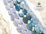 天然石．DIY材料 天然斯里蘭卡藍磷灰石藍紋瑪瑙海藍寶石圓角方片原礦珠【F3189-】單顆散珠手作飾品《晶格格的多寶格》
