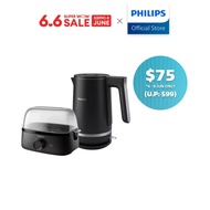 (6.6 Bundle) 1.7L PHILIPS Double Wall Kettle 5000 Series HD9395/90 + Electric Egg Cooker 3000 Series HD9137/91