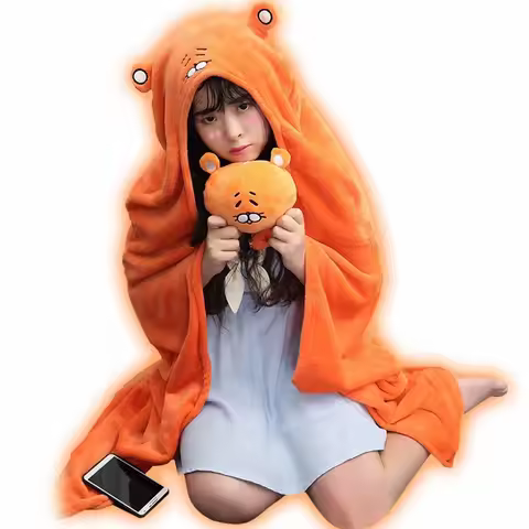 Hot Sale Sankaku Head Himouto! Umaru-chan Cloak Hoodies Flannel Doma Cape Cosplay Costume bathrobe C