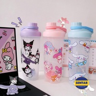 Sanrio Hello Kitty My Melody Kuromi Cinnamoroll Sticker Water Bottle With Shaker 700ml 7x7x24cm