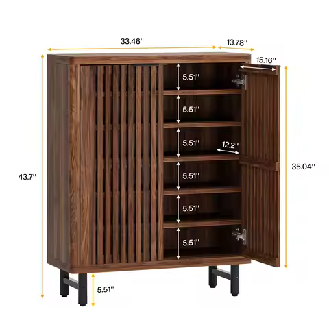 Shoe Cabinet With Louvered Doors Wooden Shoe Storage Cabinet With Adjustable Shelves Modern Freestan