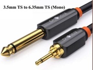 3.5mm to 6.35mm Cable, 3.5mm TS, Mono (6.5mm/6.3mm Microphone Cable)