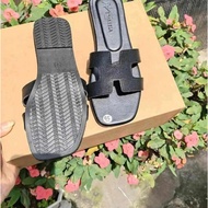 Beautiful leather cross-strap slippers, code HM01, women's fashion