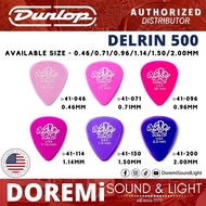 Jim Dunlop 41 Delrin 500 Guitar Pick, Pack of 6pcs Guitar Picks - 0.46mm/0.71mm/0.96mm/1.14mm/1.5mm/2.0mm