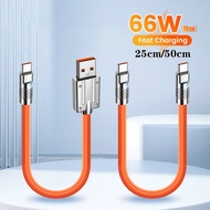 66W 25/50cm Short Type C Cable LED Light USB A to Type C Cable Super Fast Charging Data Cord For Pow