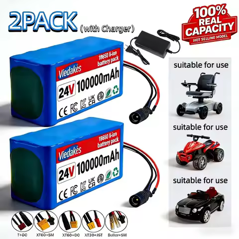 Lifepo4 24V Batteries VIEDAKES Brand New 24V 100Ah 7S3P 18650 Battery Pack Power Bank Safe Reliable 