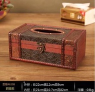 全城熱賣 - 復古木質商用抽紙盒子餐巾紙盒（銅錢-長款）#H890002082