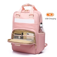 Women Commuting Backpack USB Charging Waterproof Oxford Sac Students School Books Laptop Bag Girls C