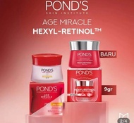 ponds age miracle day / night cream 9gr /ponds age miracle day cream / ponds age miracle night cream /ponds Age Miracle Hexyl Retinol Niacinamide Night Cream 9gr (Mencerahkan Kulit dalam 7 hari dengan 10x kekuatan Anti Aging Terbaik)