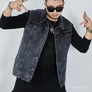 Rompi Denim Bersaiz Besar Lelaki Gemuk Bergaya Lebih Besar Bergaya Tanpa Lengan Jaket Rompi Jaket Ba