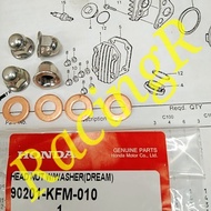HONDA EX5 DREAM W100 HEAD NUT CHROME WITH WASHER COPPER SET M7 (10) 8PCS OE 90201-KFM-010