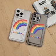 Vivo Anti-Fingerprint Soft Case with ATM ID Card Slot Rainbow Pattern for Y11 2019 Y12 Y12i Y15 Y17 