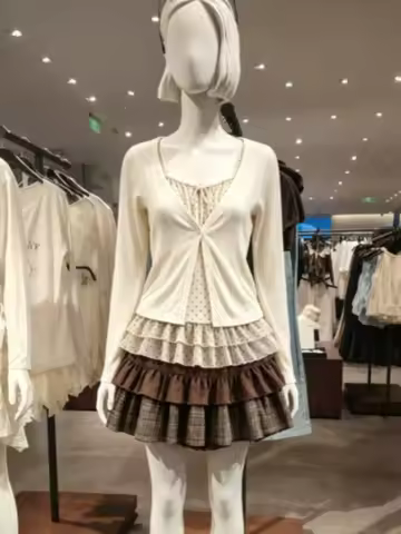 Fall Retro French 3Pcs Complete Outfits Ladies Y2K Crop Top Mini Skirts Vintage American Street Dail