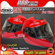 MHR GT2 For Kids Helmet Design Full Face Double Visor FF322 E3 Solid Red Certified (SIRIM) Removeabl