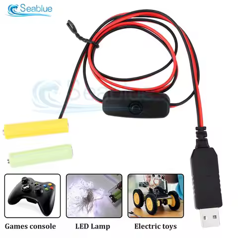 Universal USB 5V to 3V 4.5V 6V AA AAA LR6 Battery 3V AAA Battery Eliminator USB Power Supply Cable w