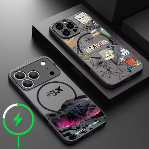 Airplane Landmark Label Case For iPhone 16 Pro Max Coque iPhone 16e 15 14 13 Pro Max 17 18 Magnetic 