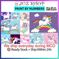 JuzShop Unicorn Series 20x20cm DIY Children Digital Painting Paint By Numbers Canvas with frame