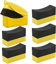 6 Pcs Tire Shine Dressing Applicator Pad, Reusable Tire Wheel Shine Car Cleaning Auto Detailing Whee