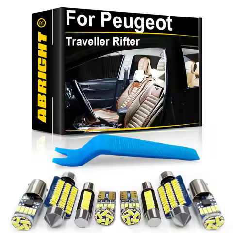 ABRIGHT Car LED Interior Light For Peugeot Rifter Traveller 2016 2017 2018 2019 2020 2021 Map Dome T