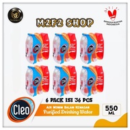 Air Mineral Cleo Botol Tanggung Plastik Pet - 550 ml Kemasan 6 Pack (Khusus Rocket/Gosend/Grab)