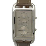 HERMES Cape Cod皮革/不鏽鋼手錶石英機芯銀色