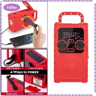 วิทยุ Miffer Dynamo มือหมุนพลังงานแสงอาทิตย์ AM/FM 5000MAh สัญญาณเตือนเครื่องชาร์จ USB แบตสำรอง