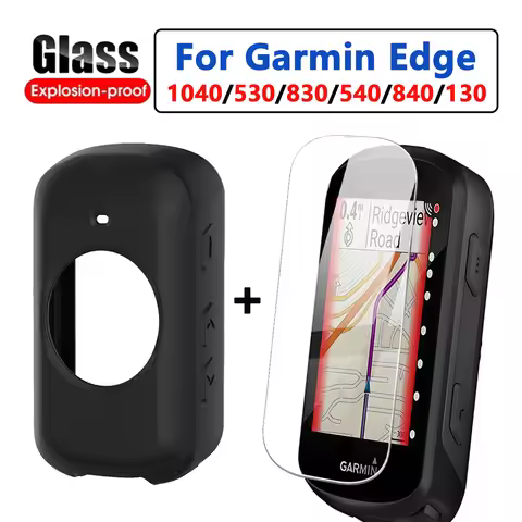 Tempered Glass + Silicone Case for Garmin Edge 530 830 840 540 1040 130 GPS Stopwatch Screen Protect