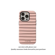 Phone Case Suitable for iPhone 11 12 13 14 15 16 17 Pro max Plus Air Pink Stripe Shock-resistant Sho