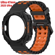 New Armor Case+Strap For Samsung Galaxy Watch Ultra(2025) 47mm Ultra(2024) 47mm Sport Band Silicone 