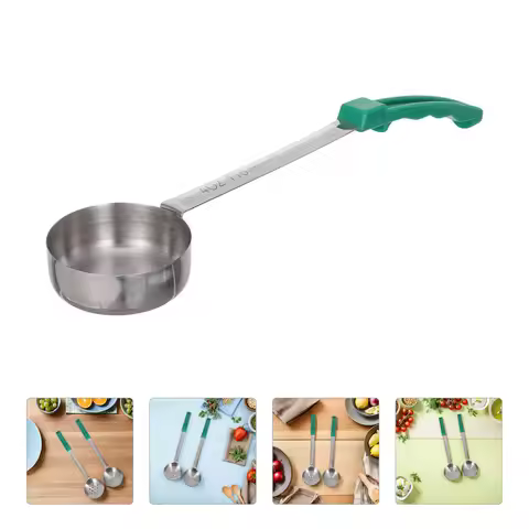 2Pcs Portion Control Ladle Set Stainless Steel 4Oz Slotted Unslotted Sauce Serving Spoons Kitchen Pi