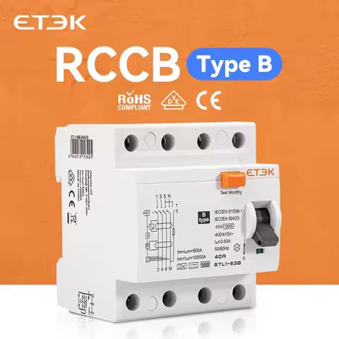 NEW RCCB 10KA model with DIN rail for 220V Class B circuit breaker - 4-pole ground leakage circuit b