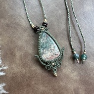 N1070 民族風 蠟線編織 花幽靈水晶 項鍊 (可調長度)