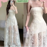 Women's set of 2-piece long floral lace dress for the beach and party, super pretty and luxurious fo