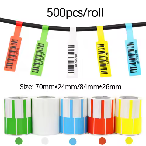 500Pcs/Roll Thermal Cable Label Stickers Waterproof Network Ethernet Cable Marker Organization Label