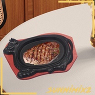 [Sunnimix2] Grill Server Plate, Cast Iron Griddle Pan, BBQ Frying Pan, Steak Pan for Restaurant Supply Families Reunions Steak
