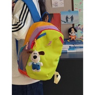 bag sekolah beg sekolah school bag Dopamine Contrast Color 12L Children Backpack Female Preppy Style