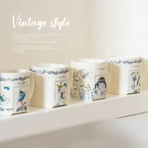 Vintage Fairy Print Ceramic Coffee Mug,high Aesthetic Value,exquisite Uncovered Water Breakfast Coff