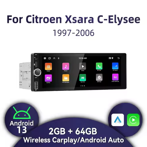 1 Din Car Radio Android for Citroen Xsara C-Elysee 1997-2006 6.86" Screen Stereo Carplay Android Aut