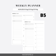 B5 - Weekly Planner [PAPER ONLY] B5 Paper by INK_ON_PAPER
