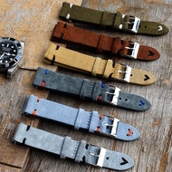 High Quality Suede Leather Vintage Watch Straps Blue Watchbands Replacement Strap for Watch Accessor