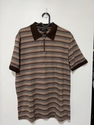 G2000 咖啡色 條紋 短袖Polo衫