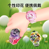 Flip-top Rotatable Music Colorful Luminous Cartoon Pattern Digital Watch Kindergarten Children Boys 