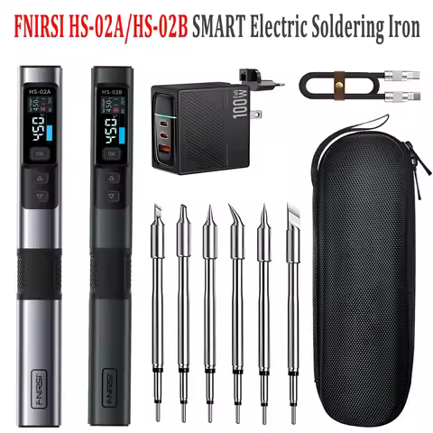 FNIRSI HS-02 Smart Electric Soldering Iron 100-450℃ Adjustable PD100W Rapid Heating Portable Welding