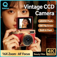 180 ° Flip Screen Selfie CCD Camera 48MP 4K HD Student Retro CCD Digital Camera Beginner CCD Camera 