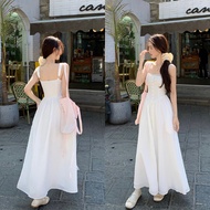 Long White Two-Piece Dress, White Flared Dress QC Type 1