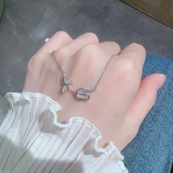 Women's silver Tulip necklace with small Cz stone, women's jewelry accessory /MJ67