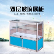 Cigarette Cabinet Jewelry Sample Display Cabinet Counter Double Transparent Glass Container Exhibiti