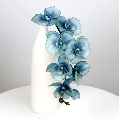 8 Heads Big Silk Artificial Flower Branch Orchid Phalaenopsis Black Burgundy Wedding Home Decor Flow